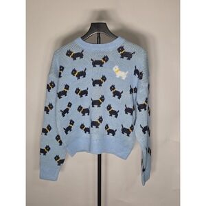 Stranger Things Scottie Dogs Erica Blue Knit Granny Sweater Season 5 Size M 8-10